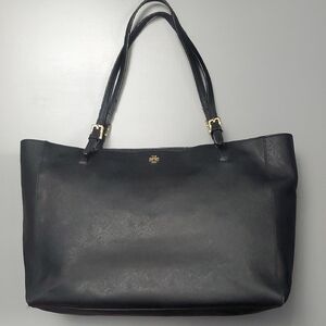 Tory Burch Black Tote Bag with Gold Accents